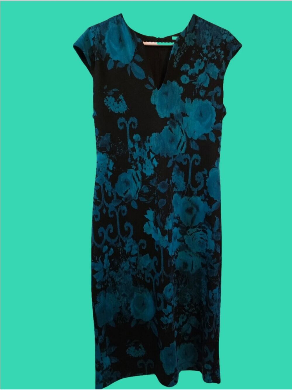 4/$67 Deal! Connected Apparel Dress with Teal Floral Print